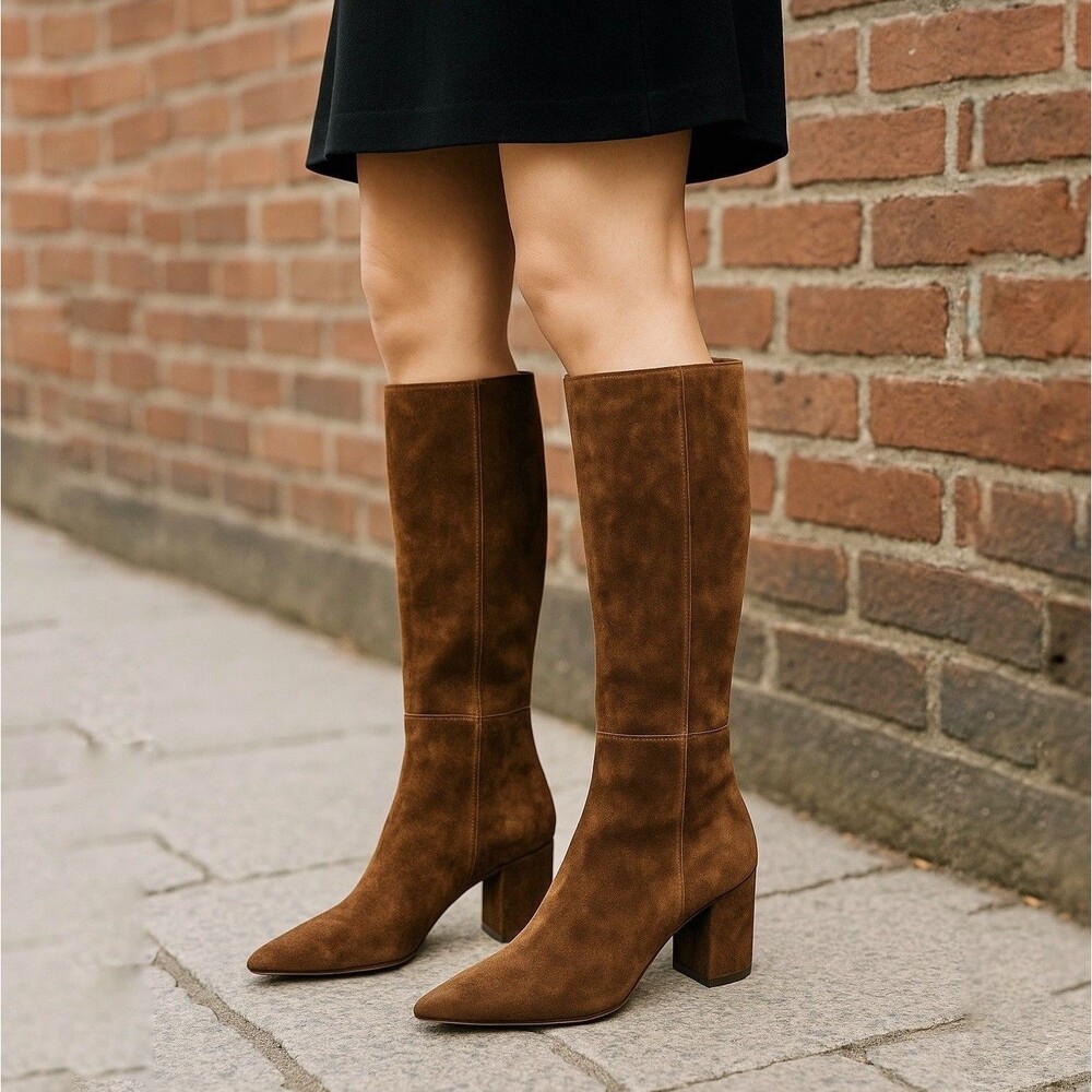 Steve Madden Forrest Women’s Brown Suede Pointed Toe Knee High Boots Size 8.5 - Picture 2 of 8
